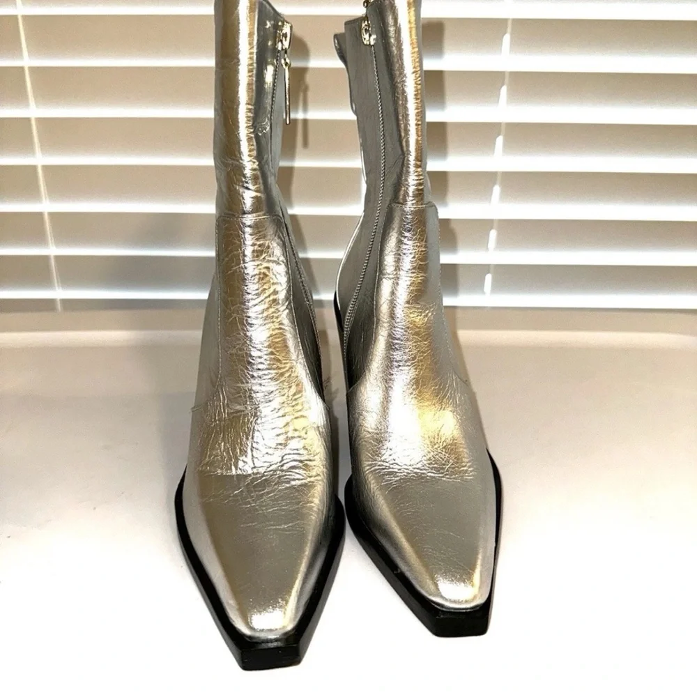 Larroude James  Silver Ankle Boots 5.5